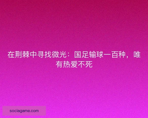 在荆棘中寻找微光：国足输球一百种，唯有热爱不死
